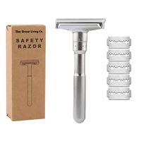 The Great Living Co Premium Double Edge Adjustable Levels Safety Razor Plus Blades